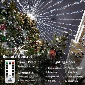 403ft 1000 LED String Lights, 8 Modes & Timer Fairy Light Plug in Waterproof LED